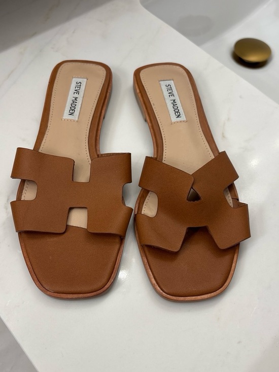 Steve Madden Shoes - Steve Madden Tan Cutout Slide Sandals